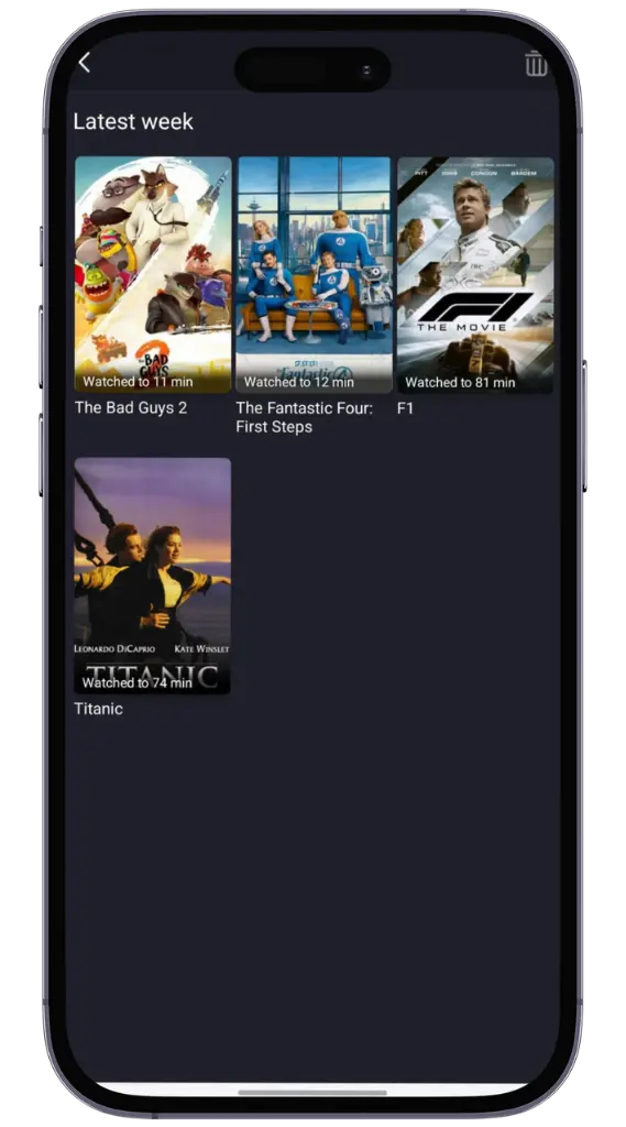 Historial de visionados recientes